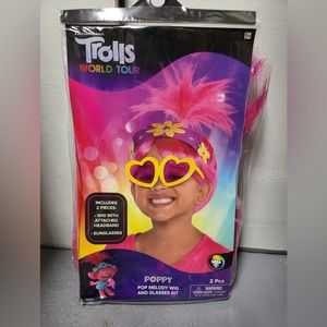 Trolls World Tour Poppy Melody Wig and Glasses Kit NWT